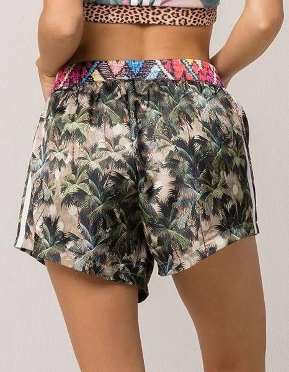 Adidas x Farm Rio Palm Leaf High Waisted Shorts Small Athleisure Athletic Workou